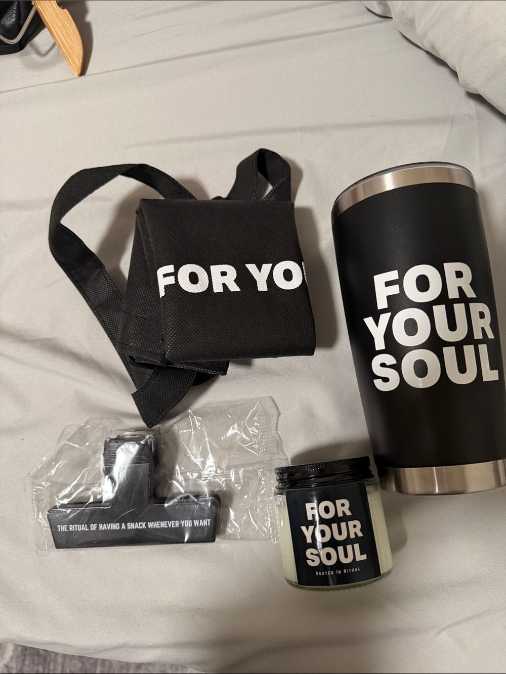 FOR YOUR SOUL Black Tumbler & Candle Set